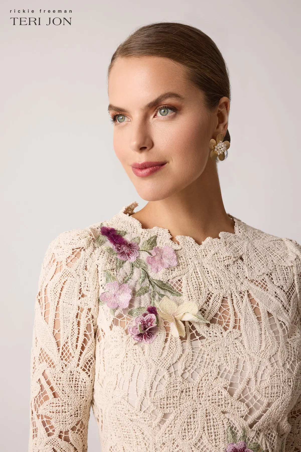 3D Floral Daytime Crochet Dress sold by Teri Jon product image thumbnail 3