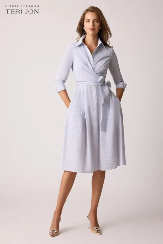 Rhinestone Striped Twist Shirt Dress sold by Teri Jon