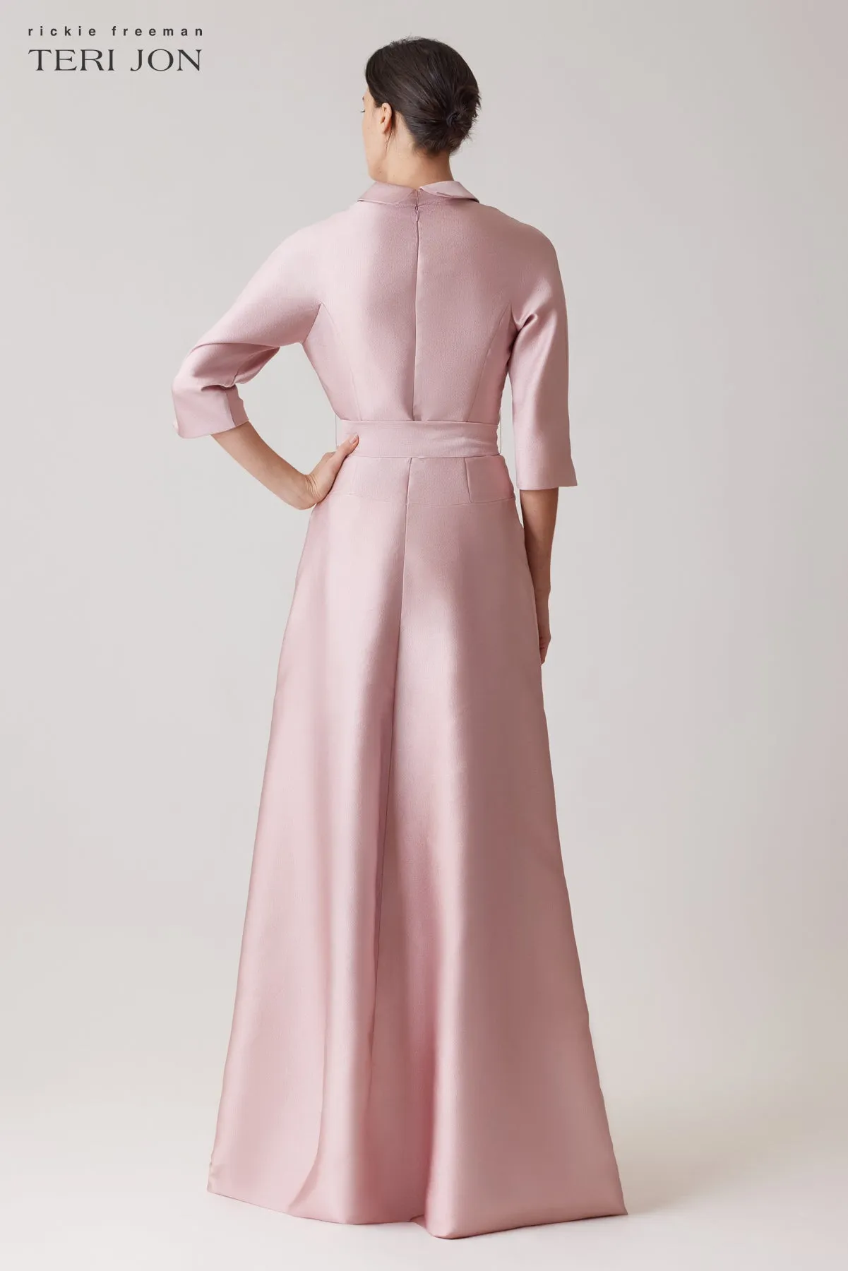 Mikado Shirt Drop Waist Gown sold by Teri Jon product image thumbnail 4