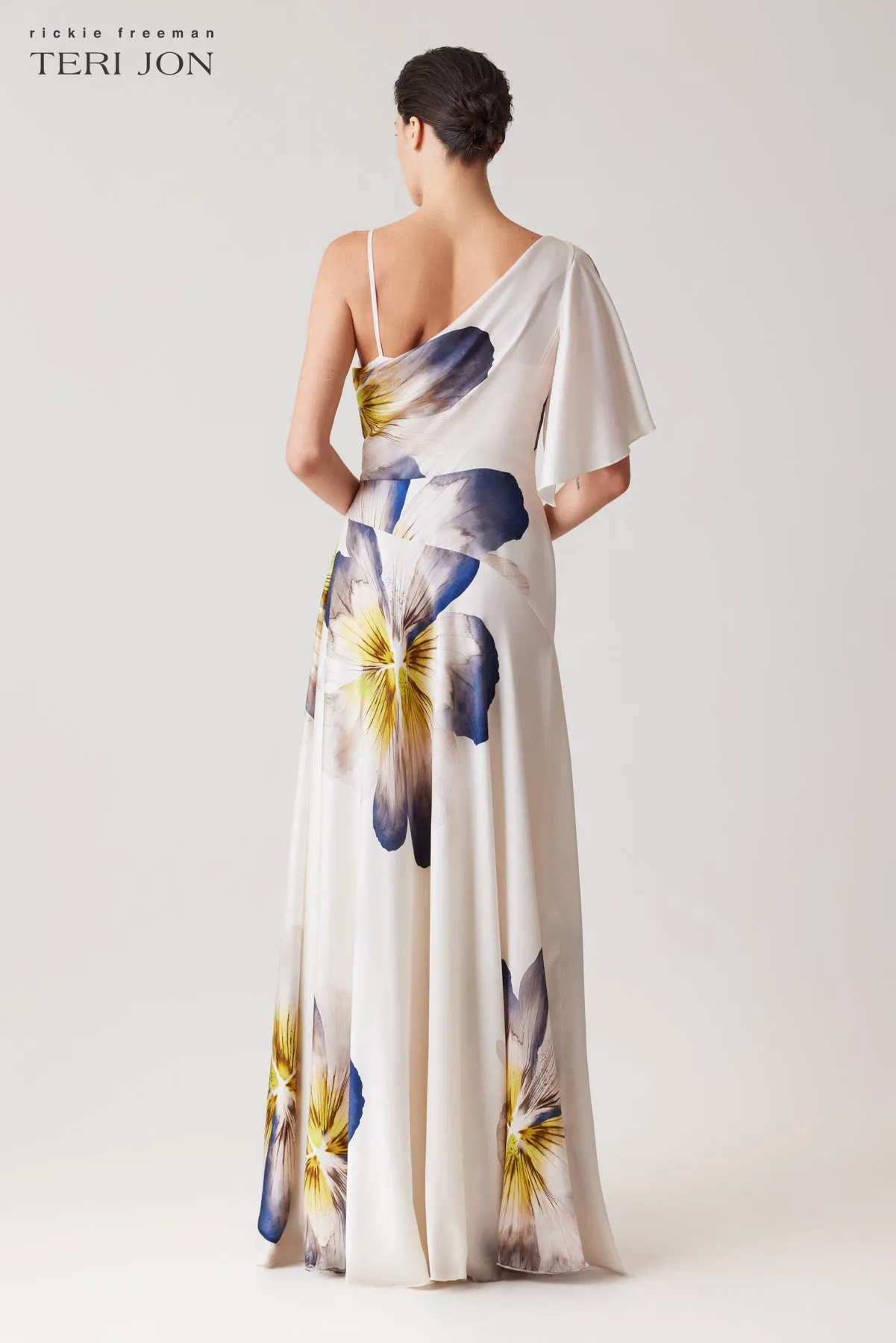 Charmeuse One Flutter Sleeve Print Gown sold by Teri Jon product image thumbnail 3
