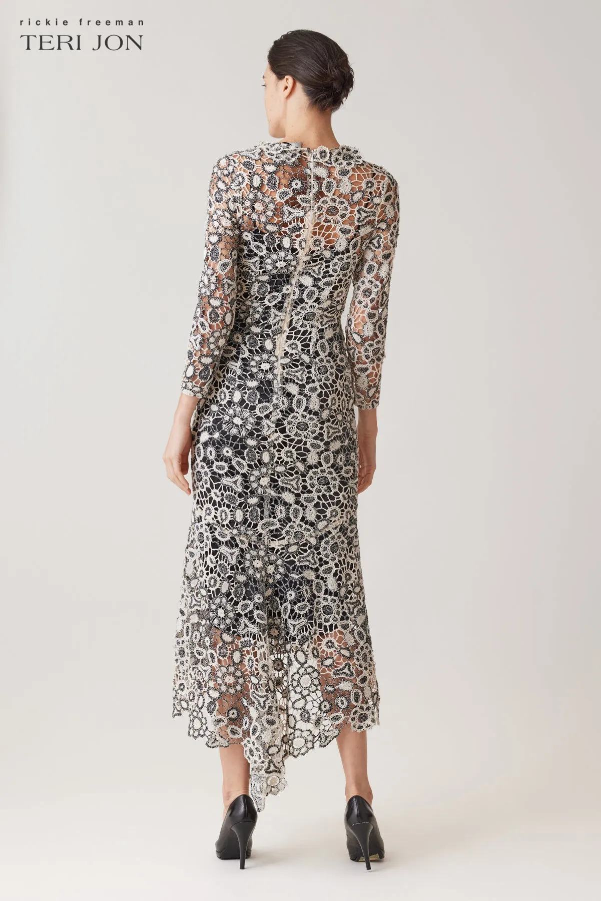 Crochet Lace High Low Midi Dress sold by Teri Jon product image thumbnail 3