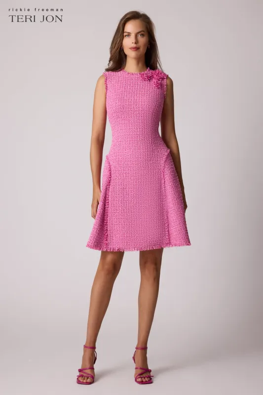 Metallic Tweed Raw Hem Dress sold by Teri Jon