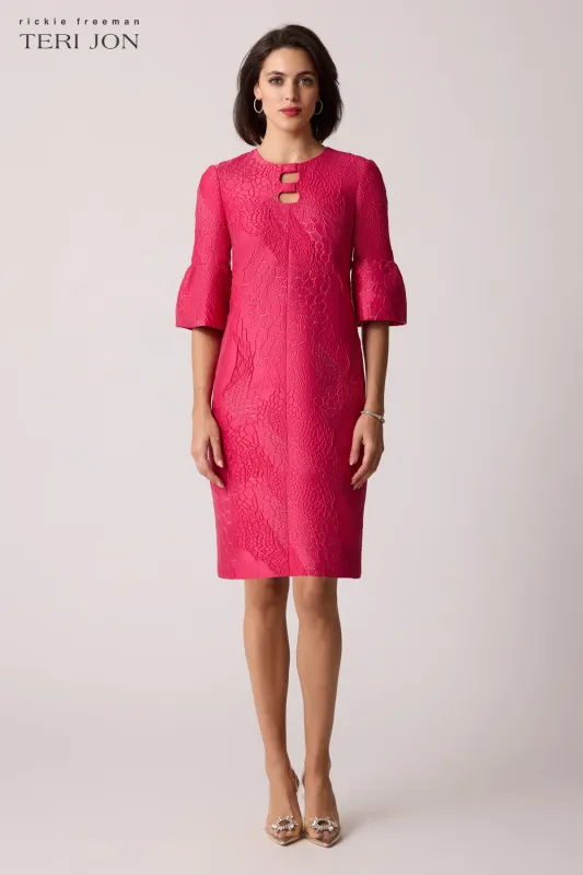 Metallic Jacquard Bell-Sleeve Dress sold by Teri Jon