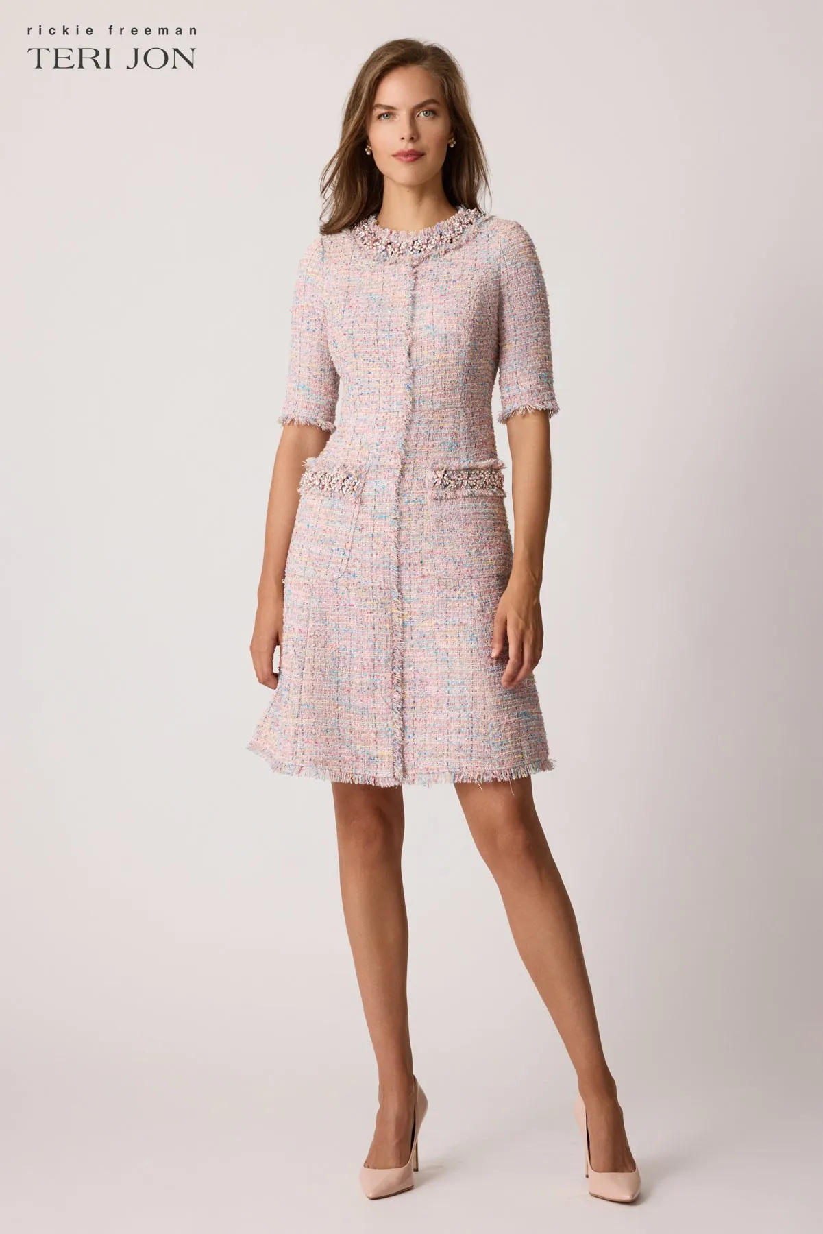 Sparkle Tweed Beaded Trim Dress sold by Teri Jon