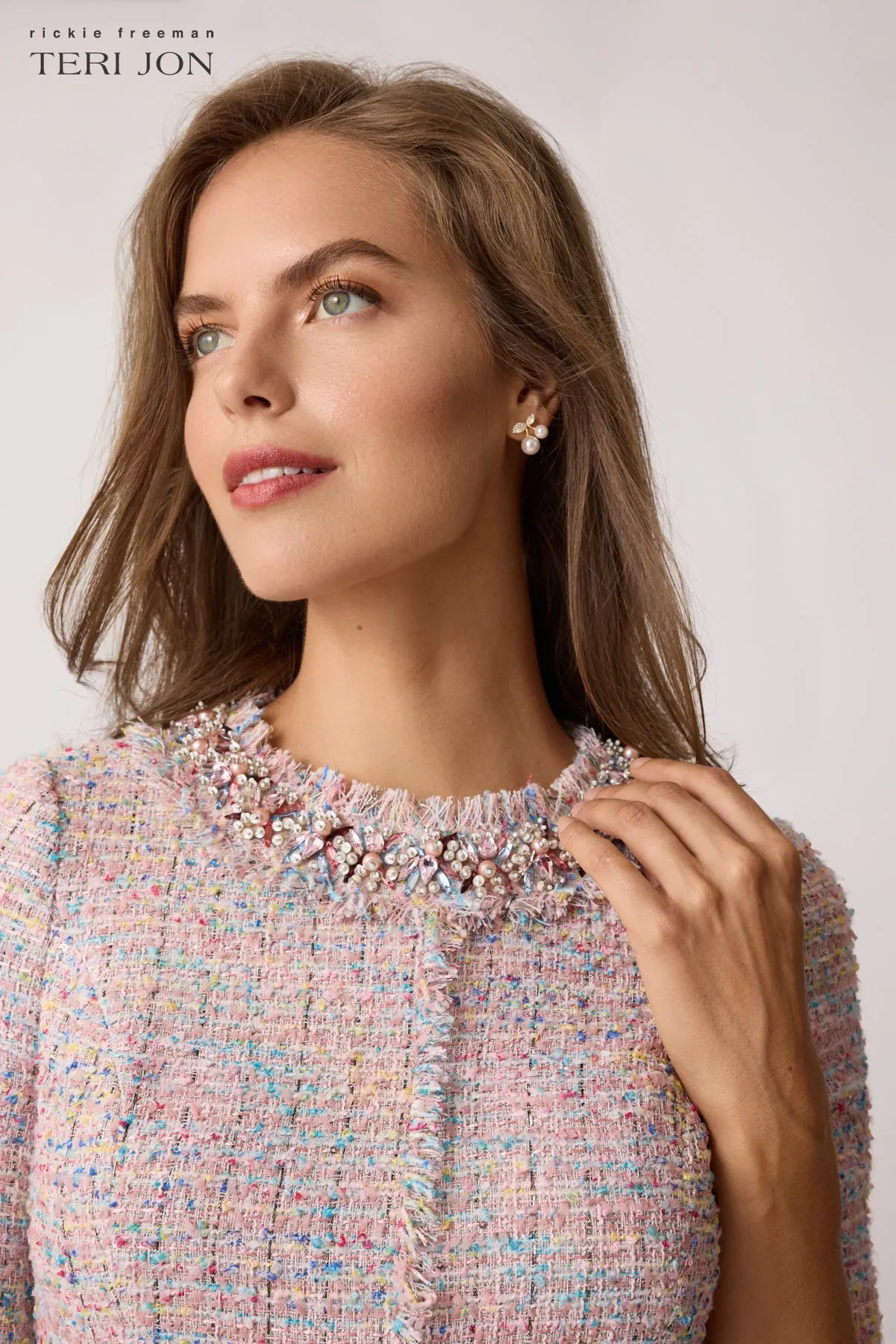 Sparkle Tweed Beaded Trim Dress sold by Teri Jon product image thumbnail 3