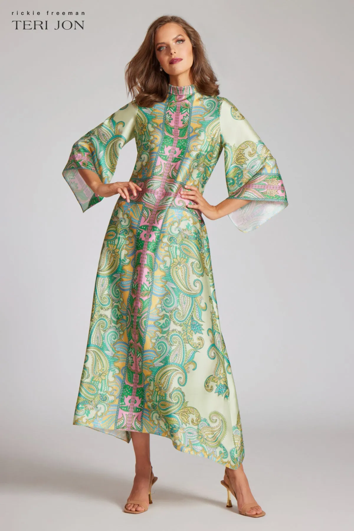 Twill Mock Neck Paisley Print Dress sold by Teri Jon
