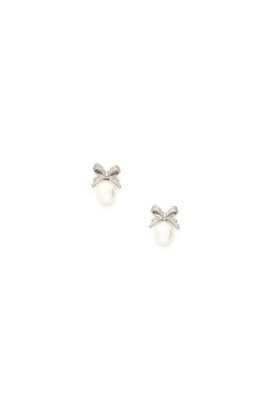 Bow Pearl Studs sold by Teri Jon