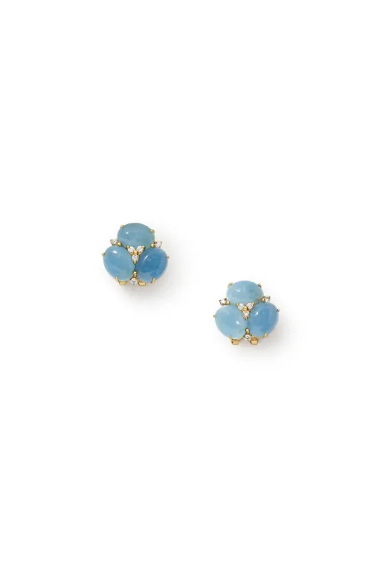 Blue Oval Floral Stud Earrings sold by Teri Jon