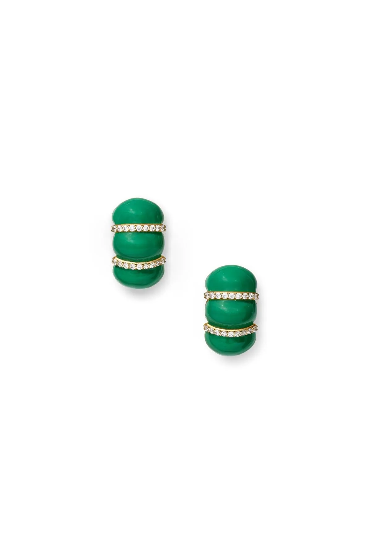 Green Huggie Earrings sold by Teri Jon