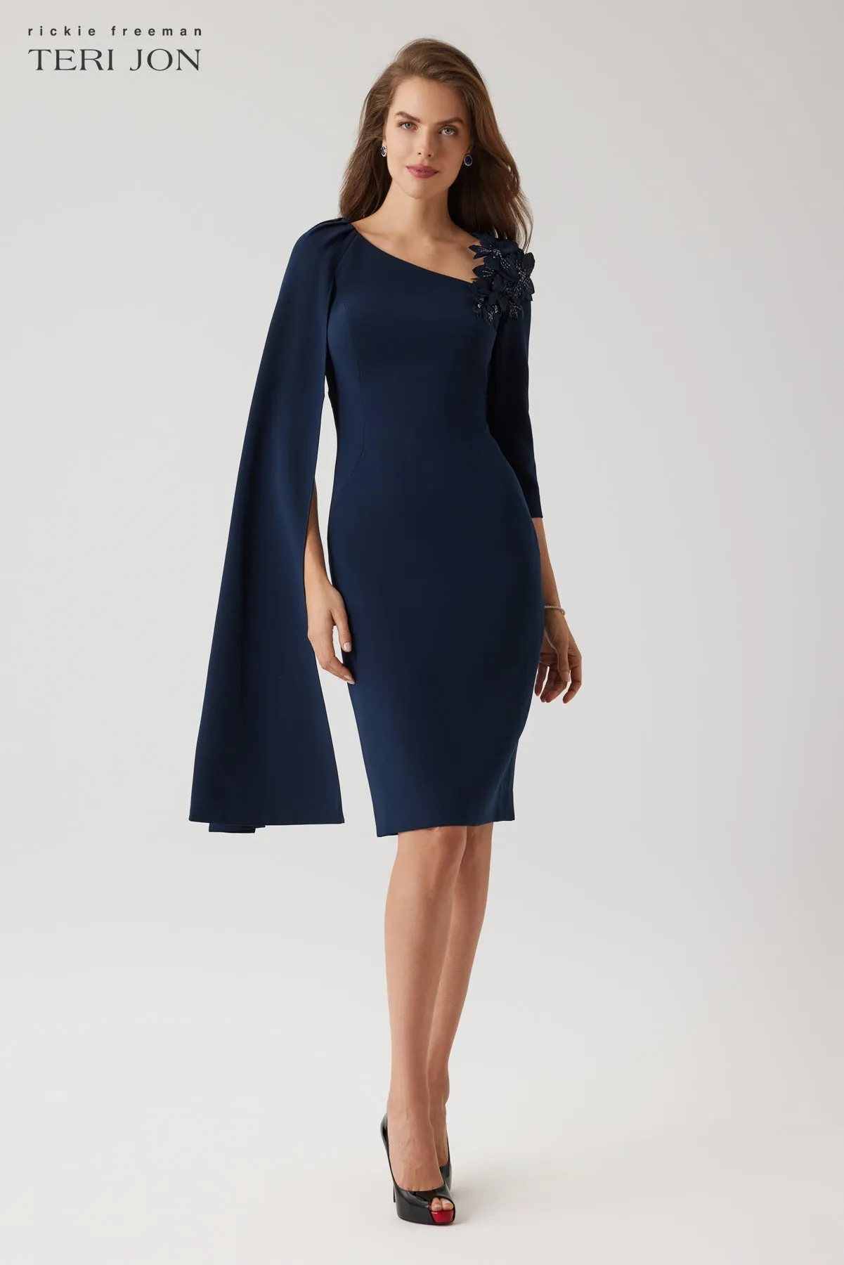 Asymmetrical Crepe Dress sold by Teri Jon product image thumbnail 4