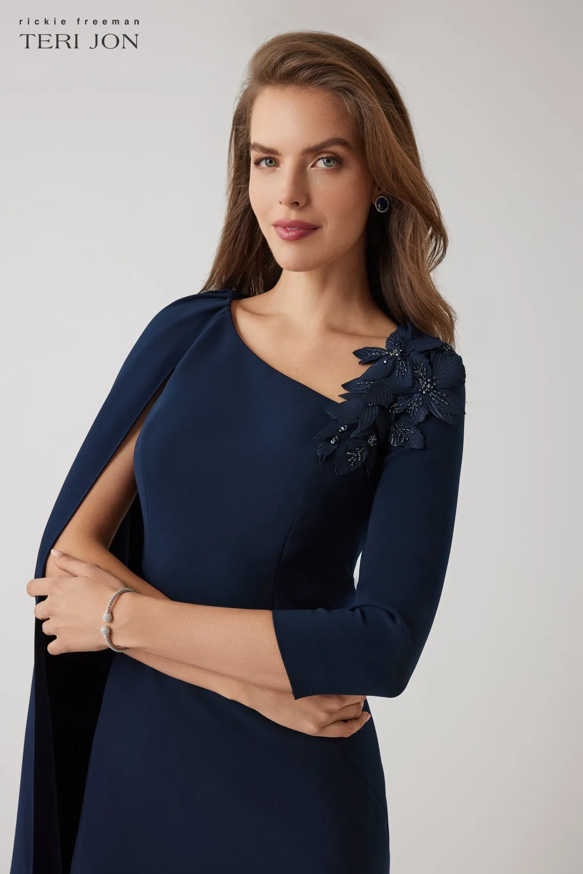 Asymmetrical Crepe Dress sold by Teri Jon product image thumbnail 5