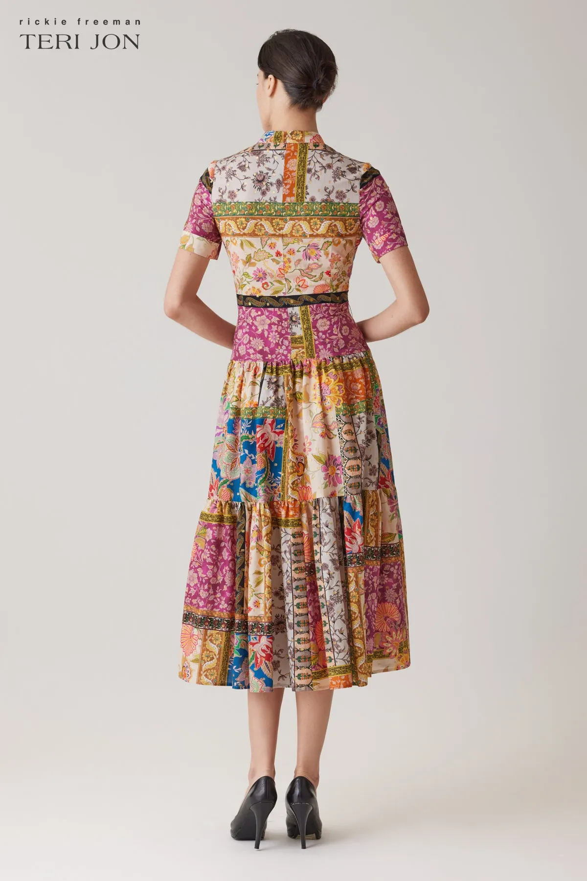 Cotton Patch Work Drop Waist Shirt Dress sold by Teri Jon product image thumbnail 4