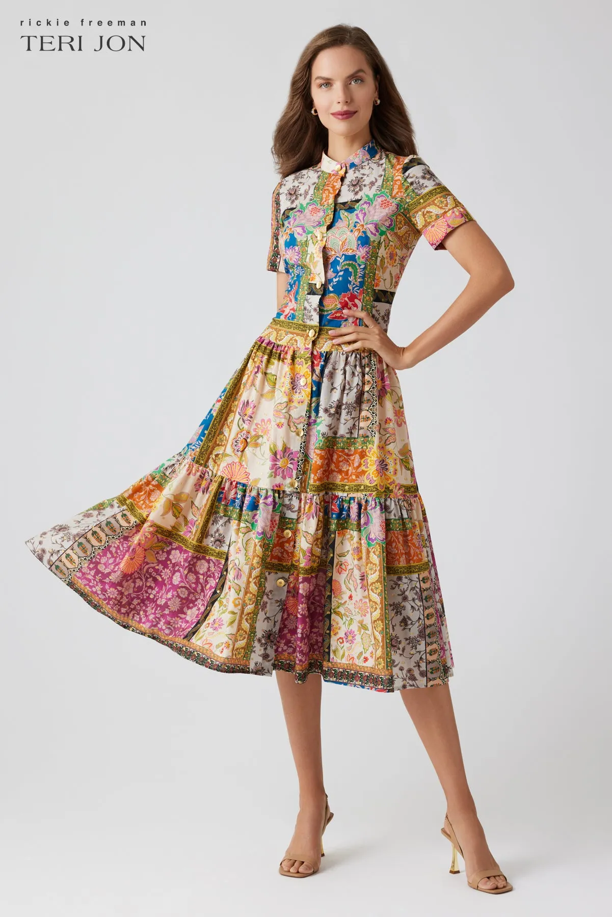 Cotton Patch Work Drop Waist Shirt Dress sold by Teri Jon product image thumbnail 3