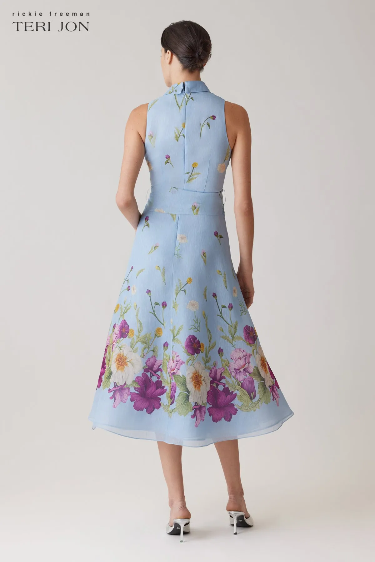 Silk And Linen Sleeveless Shirt Waist Dress sold by Teri Jon product image thumbnail 4