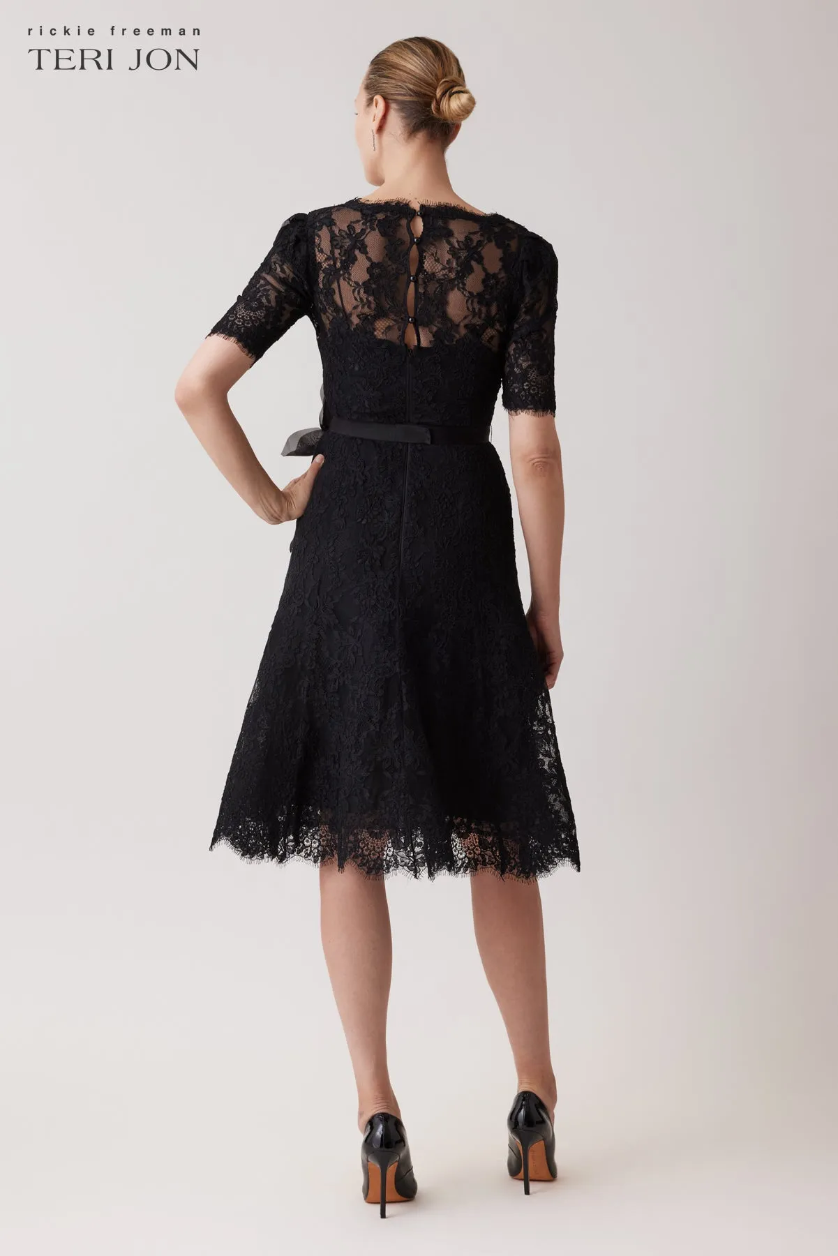 Re-Embroidered Lace Fit And Flare Dress sold by Teri Jon product image thumbnail 5