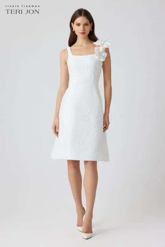 Jacquard 3D Flower Sleeves Fit And Flare Dress sold by Teri Jon