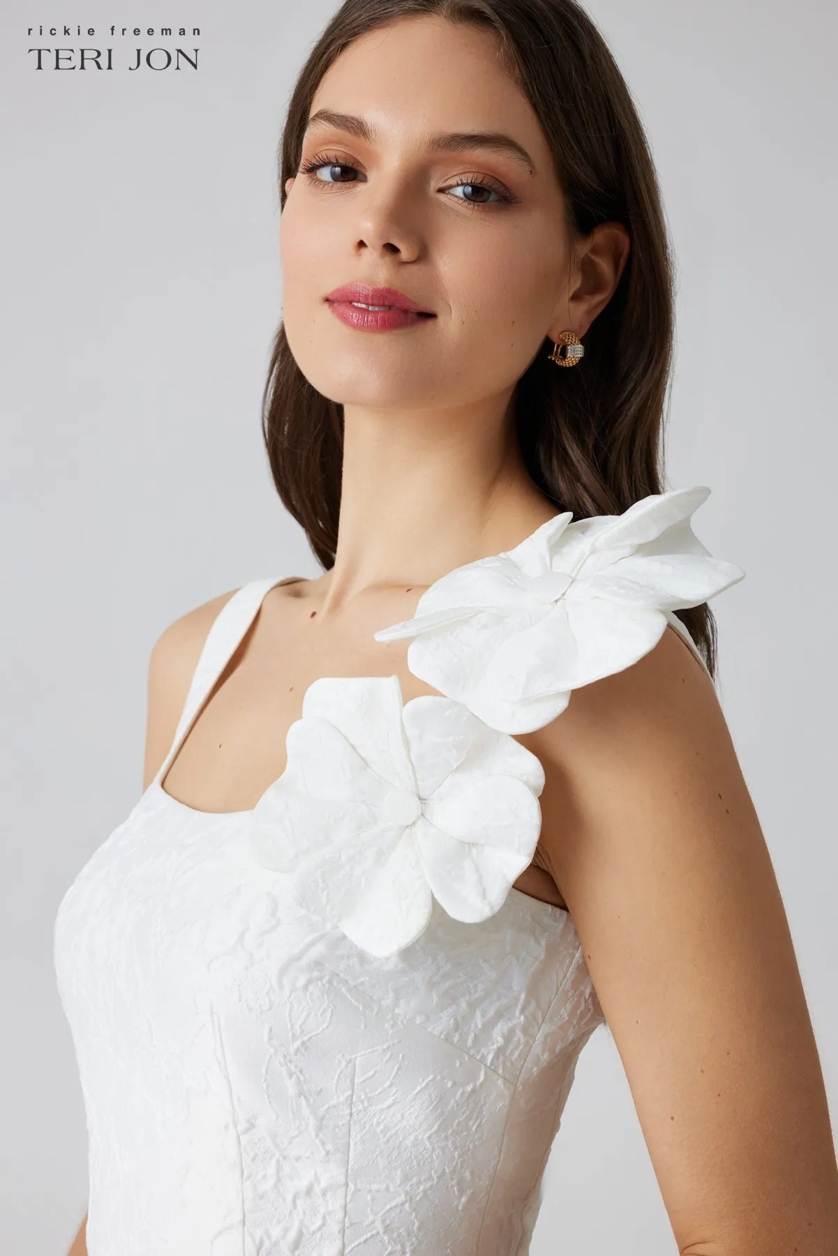 Jacquard 3D Flower Sleeves Fit And Flare Dress sold by Teri Jon product image thumbnail 5