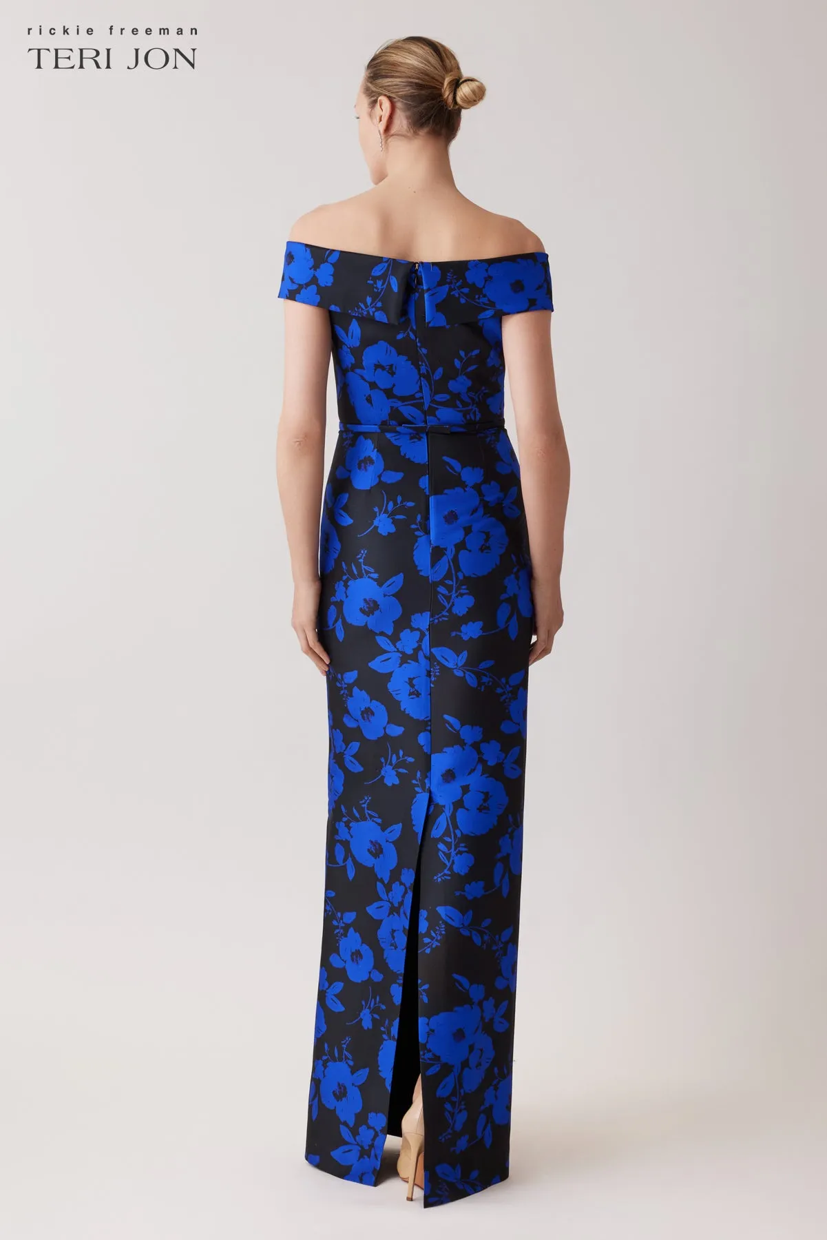 Stretch Mikado Floral Off The Shoulder Gown sold by Teri Jon product image thumbnail 5