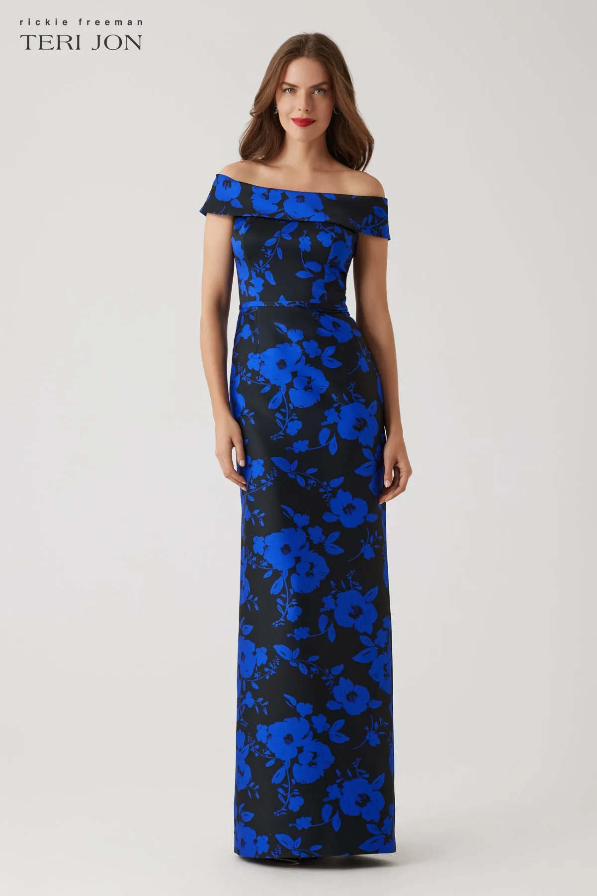 Stretch Mikado Floral Off The Shoulder Gown sold by Teri Jon product image thumbnail 2