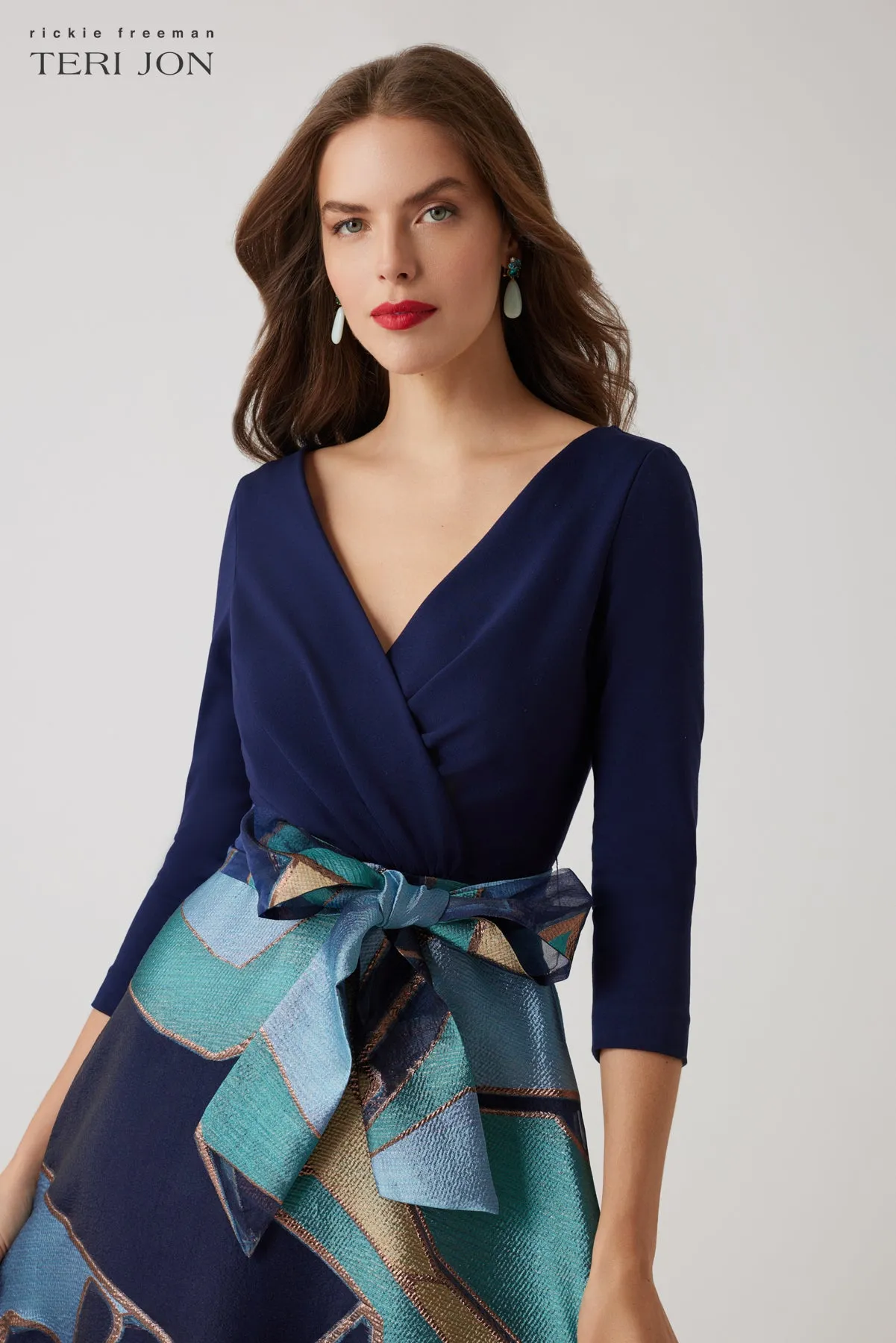 Jersey Top Organza Jacquard Geometric Pattern Skirt sold by Teri Jon product image thumbnail 3