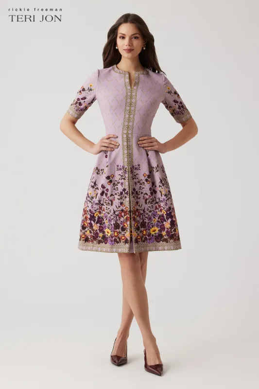 Floral Border Print Crepe Dress sold by Teri Jon