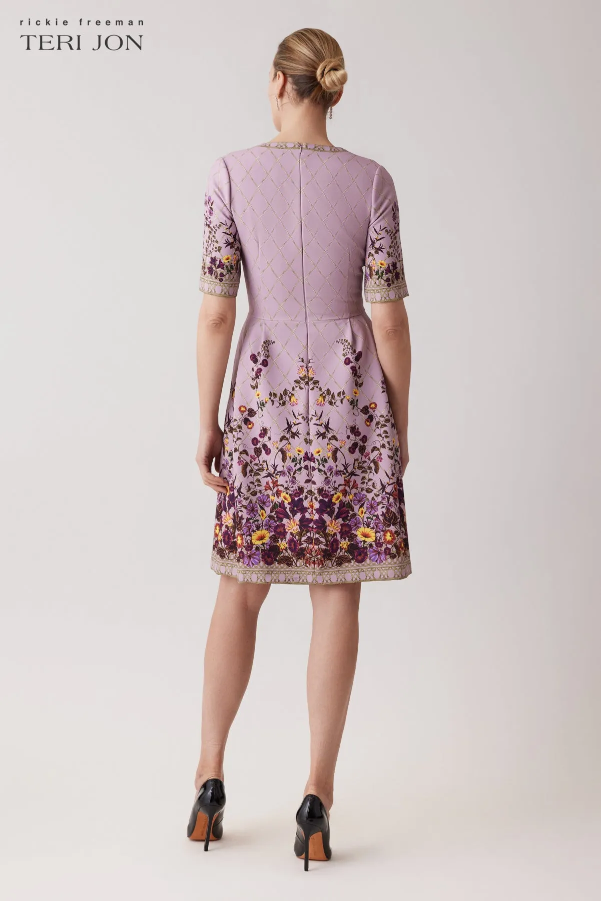 Floral Border Print Crepe Dress sold by Teri Jon product image thumbnail 4