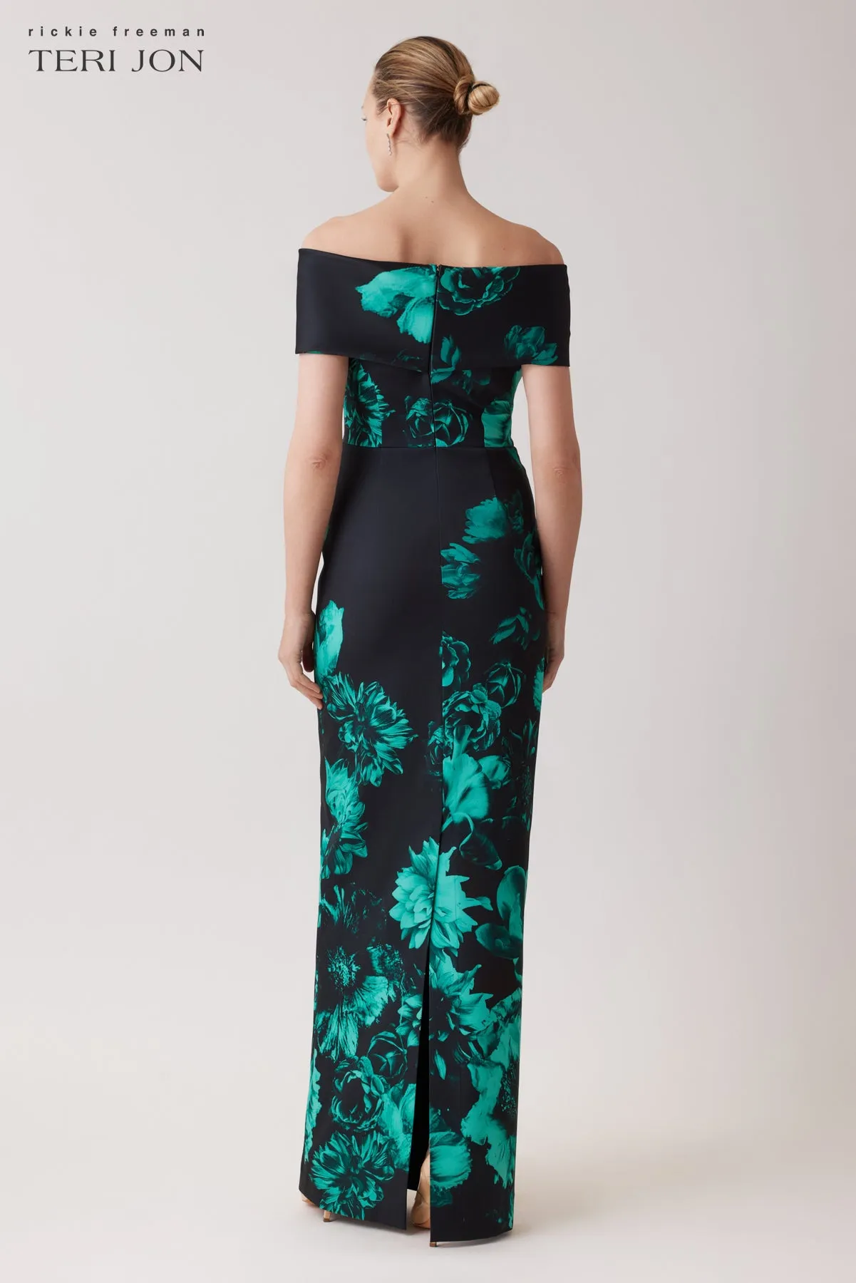 Mikado Stretch Border Off Shoulder Gown sold by Teri Jon product image thumbnail 4