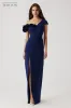 Stretch Crepe 3D Flower Asymmetrical Gown sold by Teri Jon
