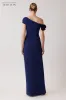 Stretch Crepe 3D Flower Asymmetrical Gown sold by Teri Jon