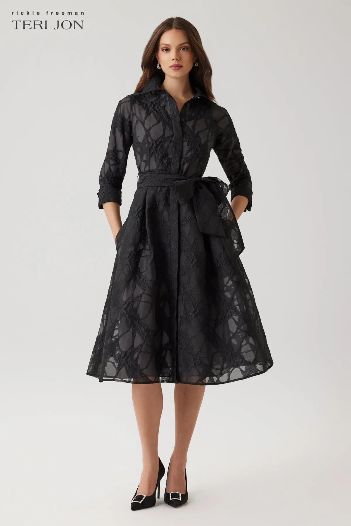 Organza Web Pattern Shirt Dress sold by Teri Jon