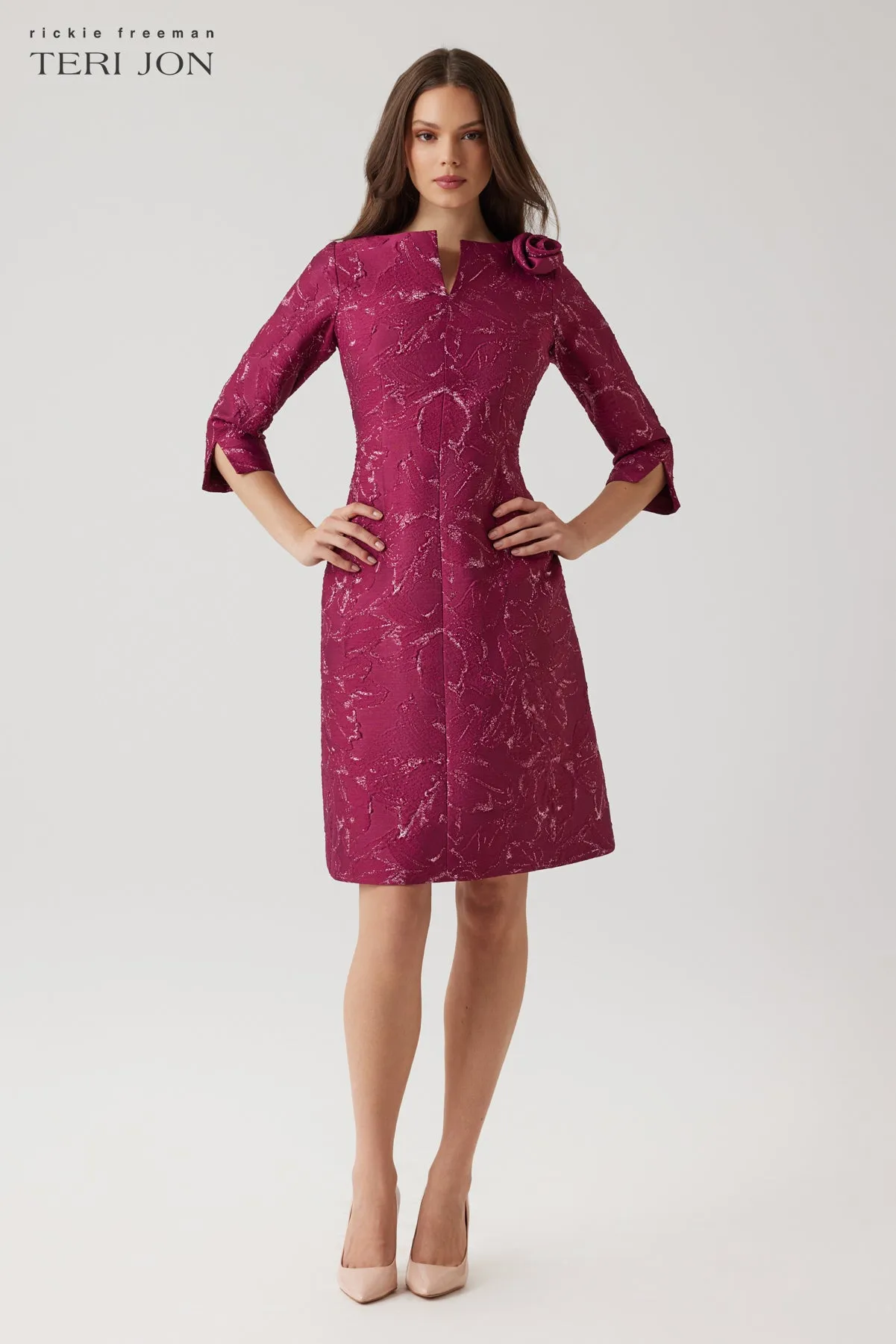 Metallic Jacquard Fit and Flare Dress sold by Teri Jon product image thumbnail 2