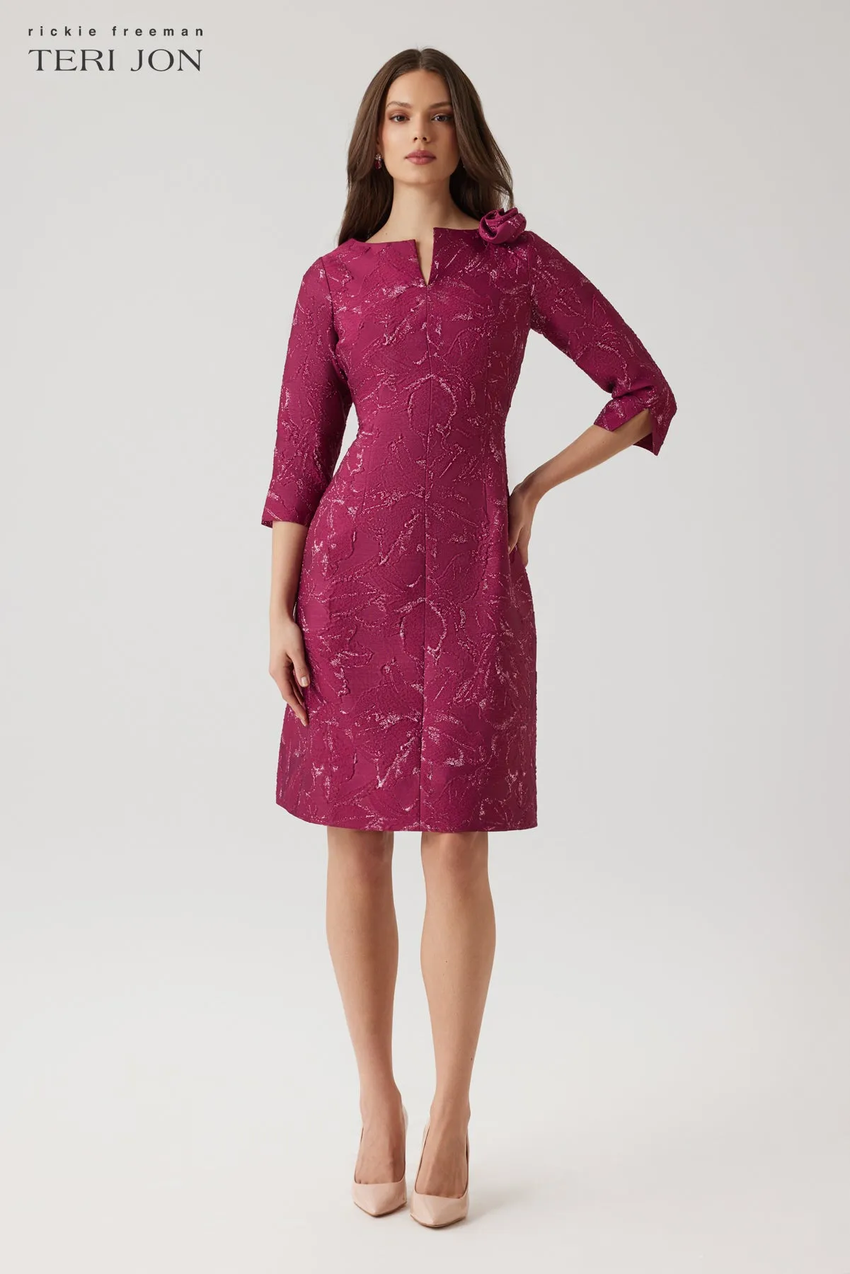 Metallic Jacquard Fit and Flare Dress sold by Teri Jon product image thumbnail 3