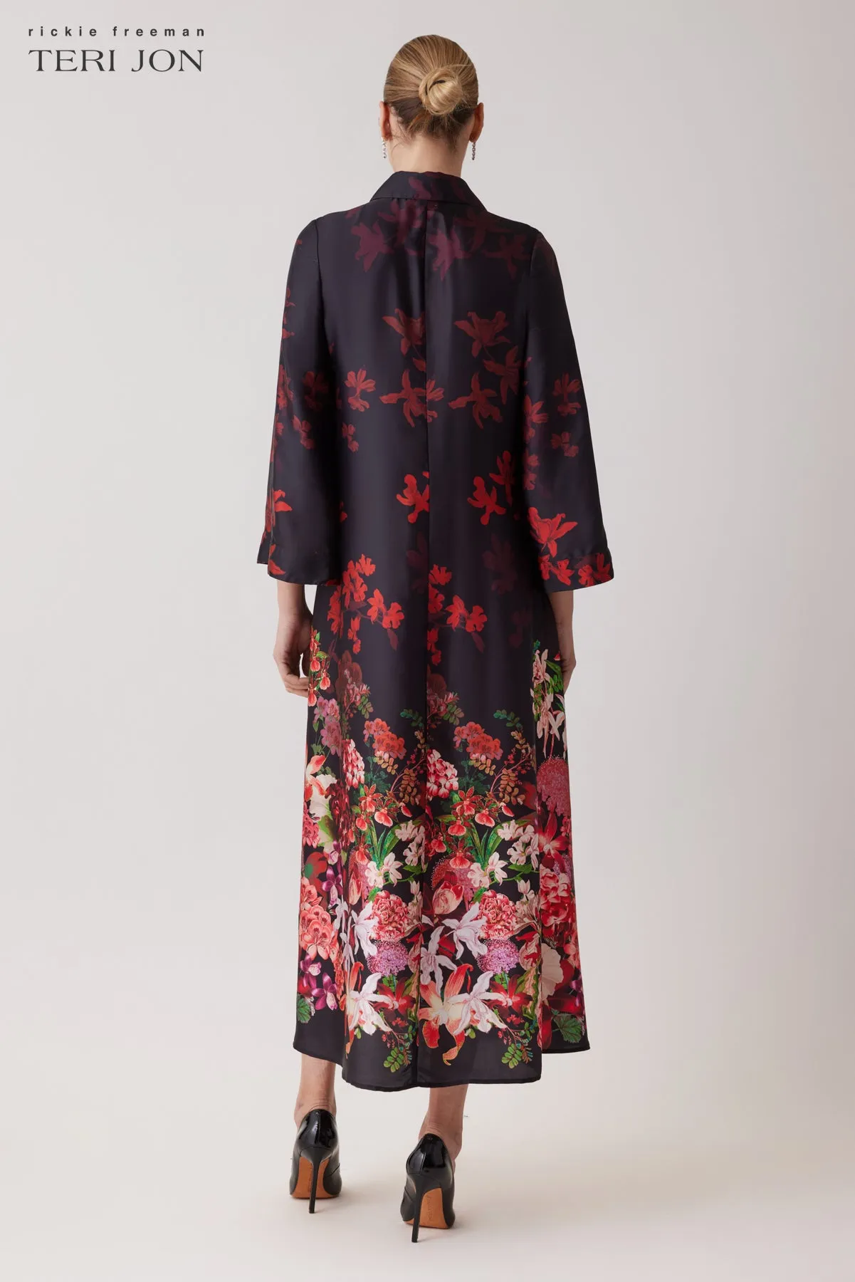 Twill Floral Midi Shirt Dress sold by Teri Jon product image thumbnail 2