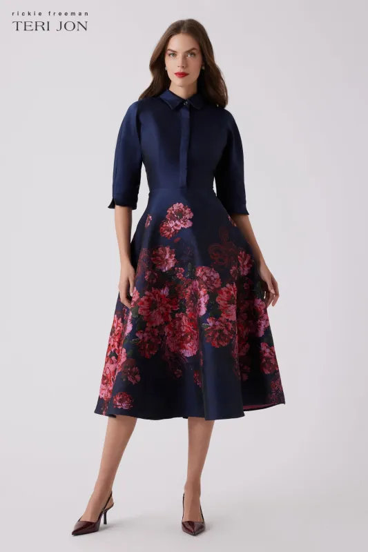 Jacquard Floral Paisley Shirt Waist Dress sold by Teri Jon