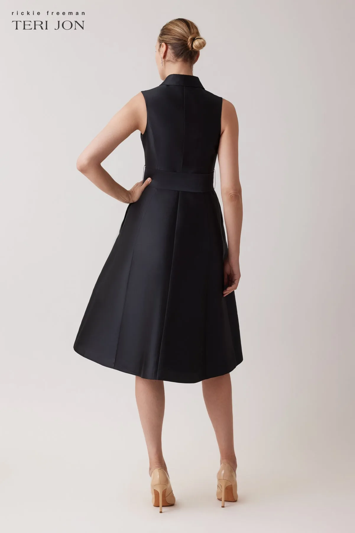 Mikado Sleeveless Shirt Dress sold by Teri Jon product image thumbnail 5