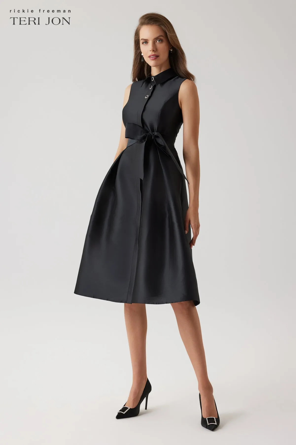 Mikado Sleeveless Shirt Dress sold by Teri Jon