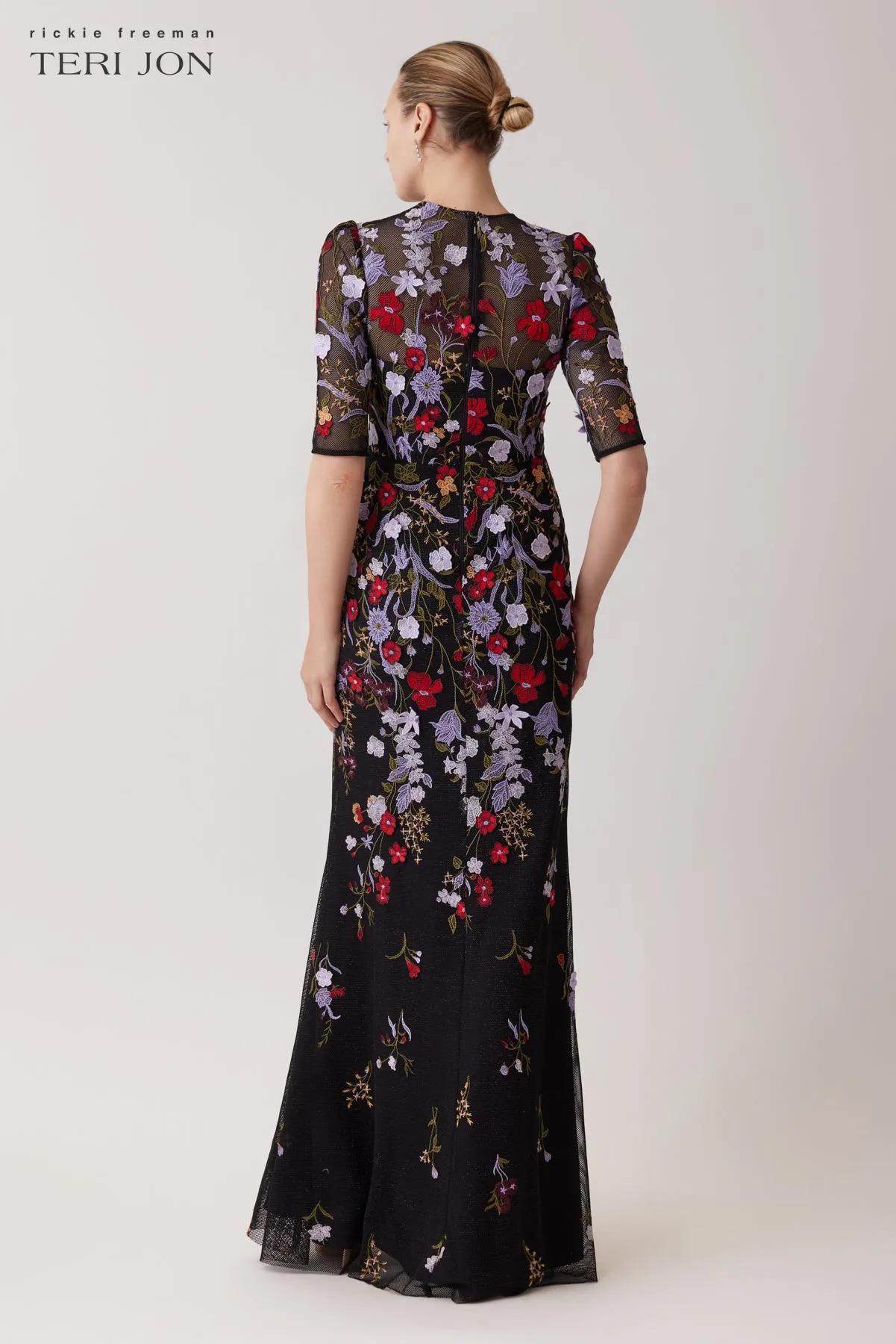 Mesh Lace 3D Floral Gown sold by Teri Jon product image thumbnail 2