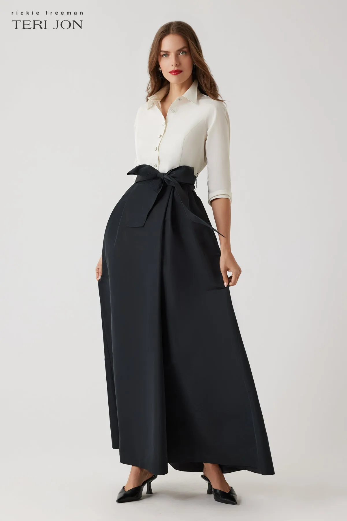 Taffeta Faille Shirt Waist Gown sold by Teri Jon product image thumbnail 3