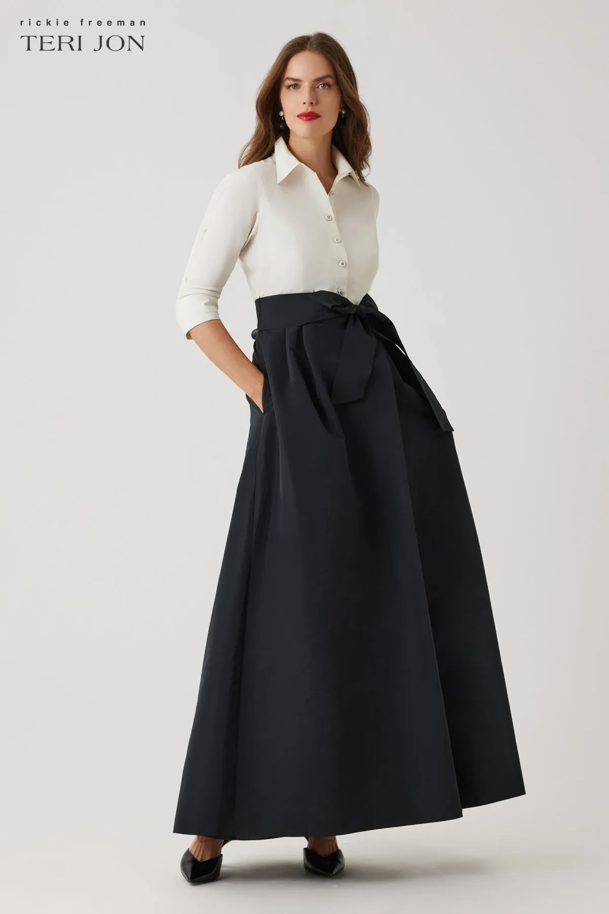 Taffeta Faille Shirt Waist Gown sold by Teri Jon product image thumbnail 2