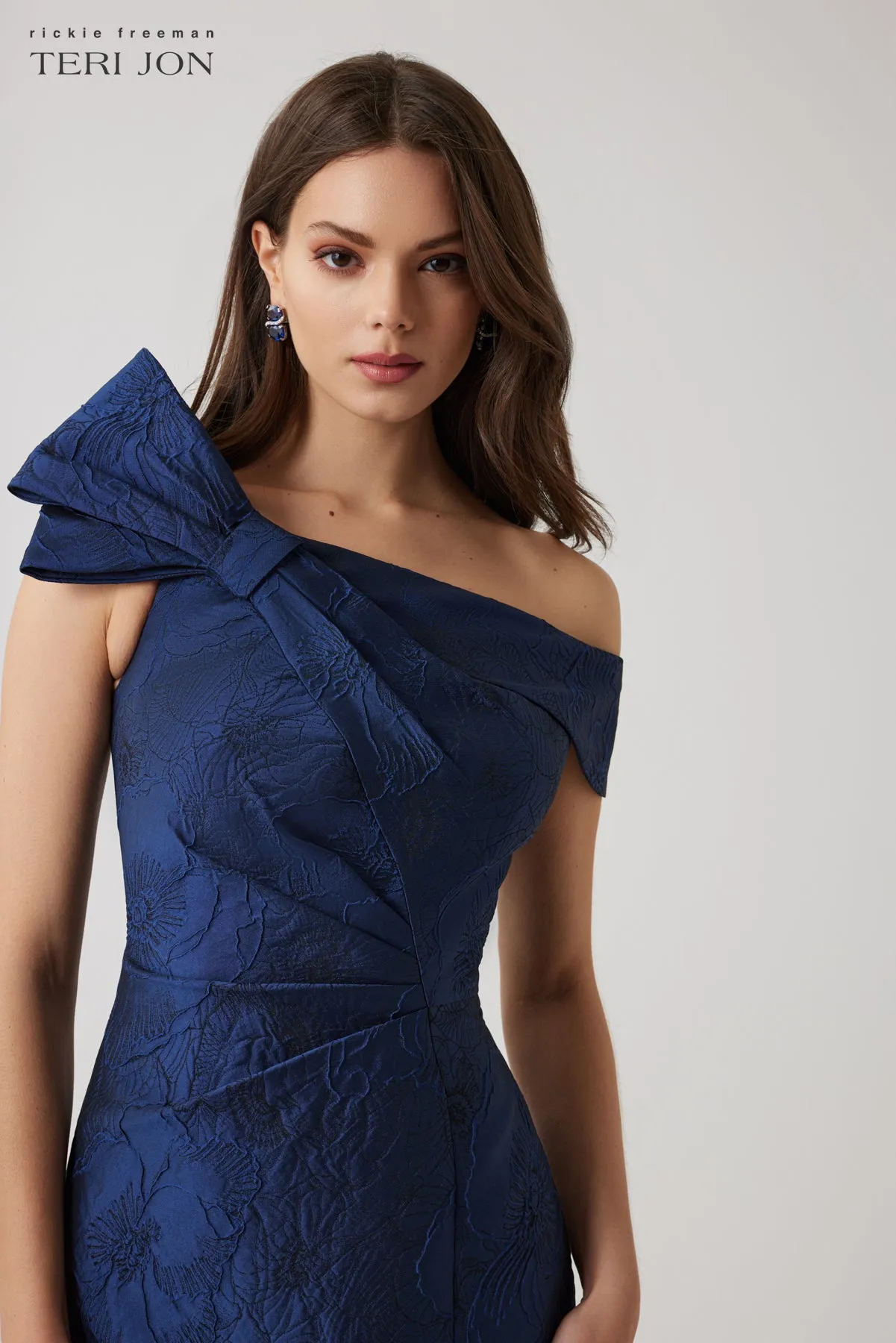Jacquard Asymmetrical Bow Gown sold by Teri Jon product image thumbnail 2