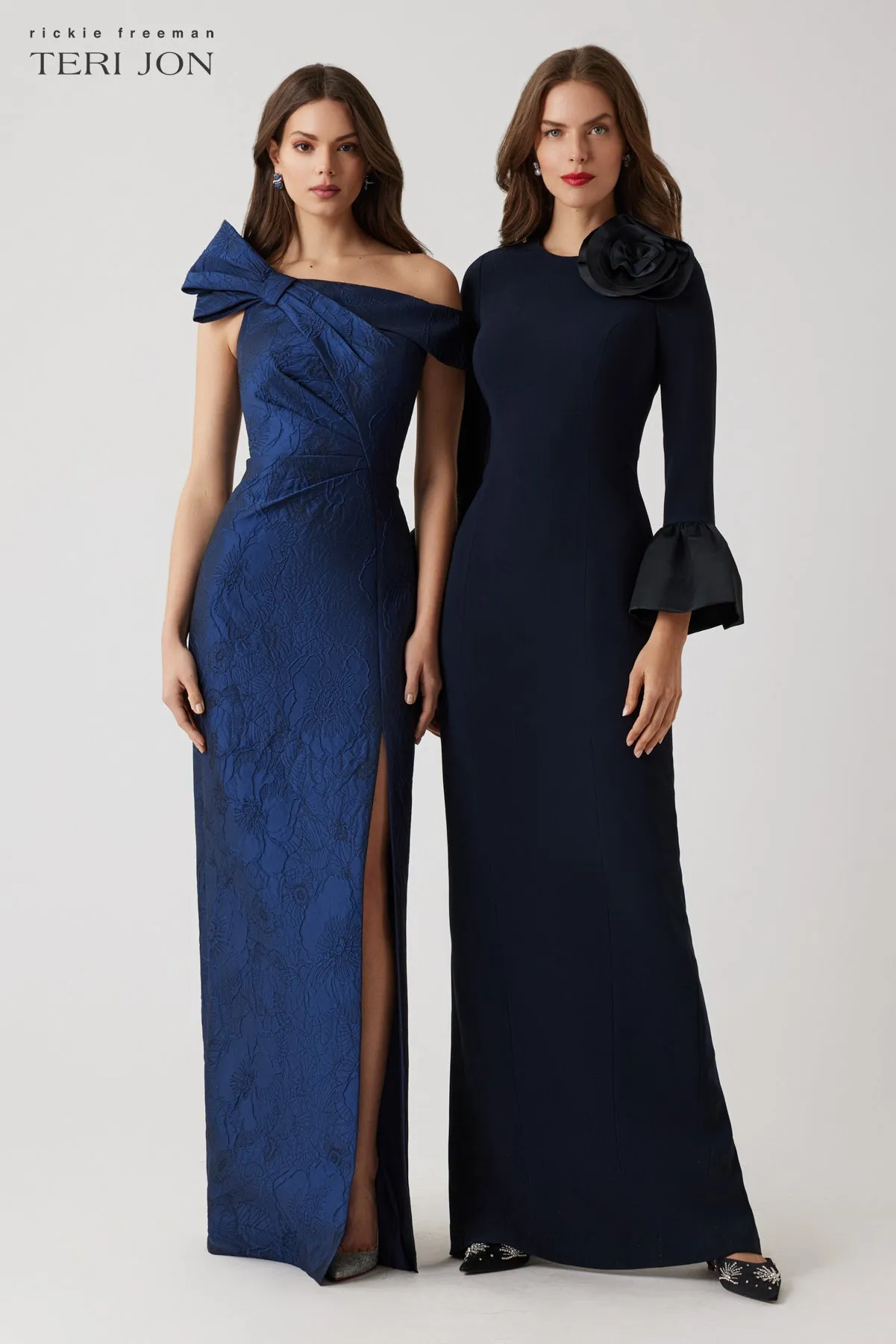 Jacquard Asymmetrical Bow Gown sold by Teri Jon product image thumbnail 4