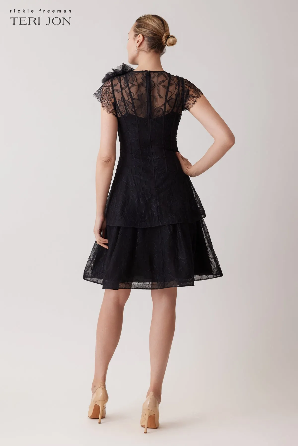 Floral Lace Tiered Dress sold by Teri Jon product image thumbnail 5