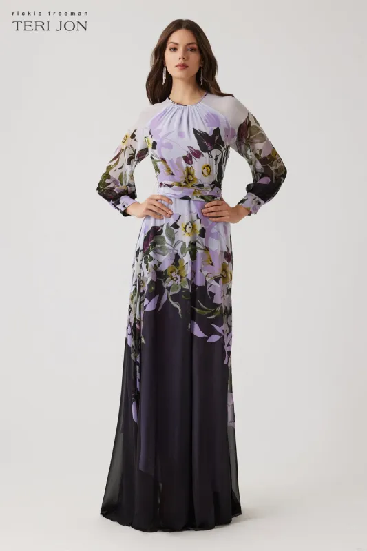 Chiffon Floral Maxi Gown sold by Teri Jon