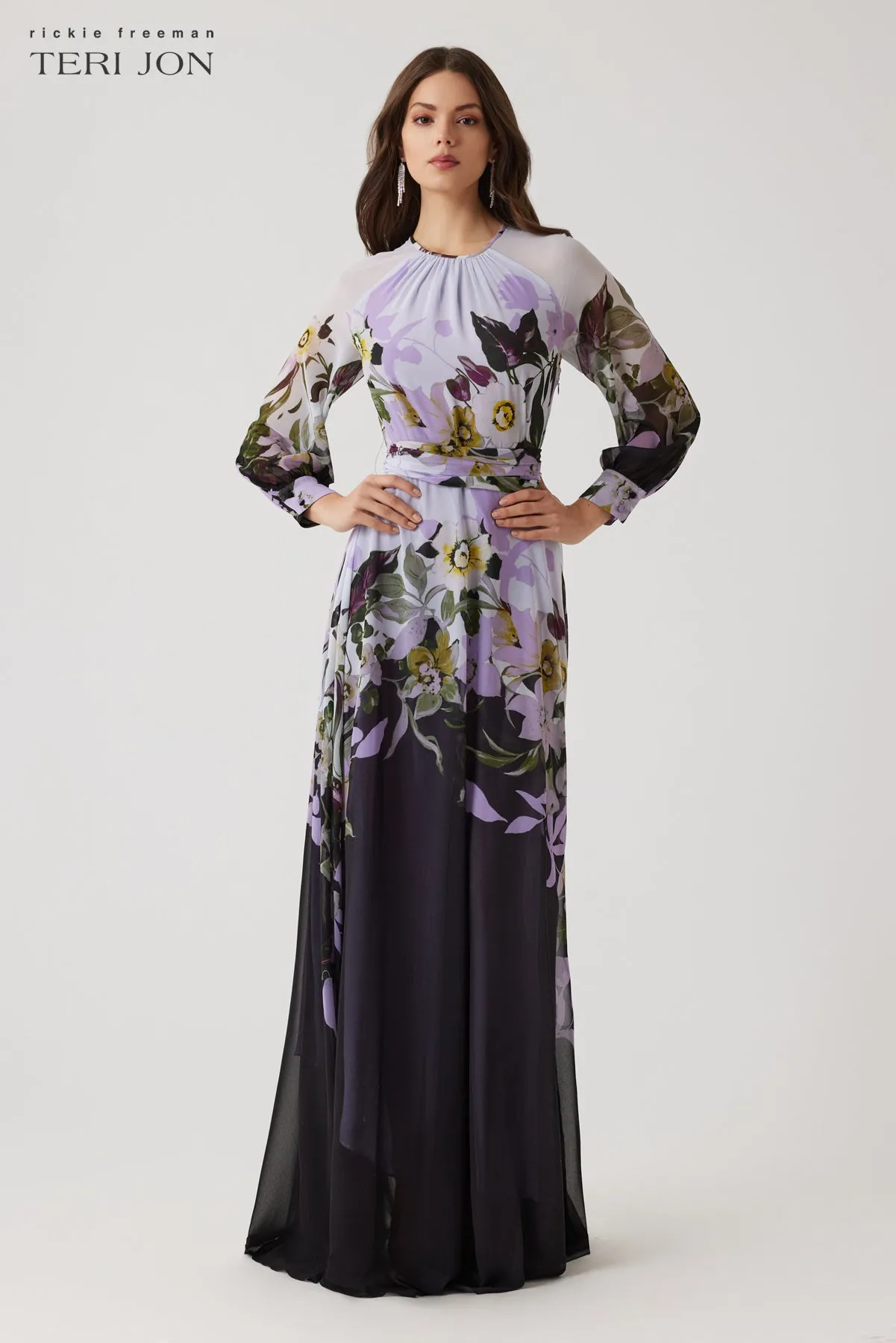 Chiffon Floral Maxi Gown sold by Teri Jon