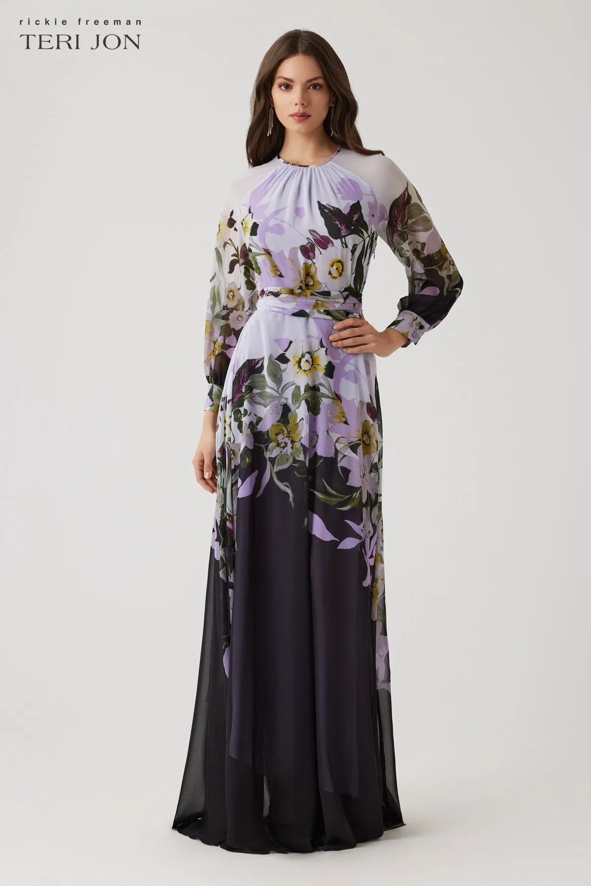 Chiffon Floral Maxi Gown sold by Teri Jon product image thumbnail 2