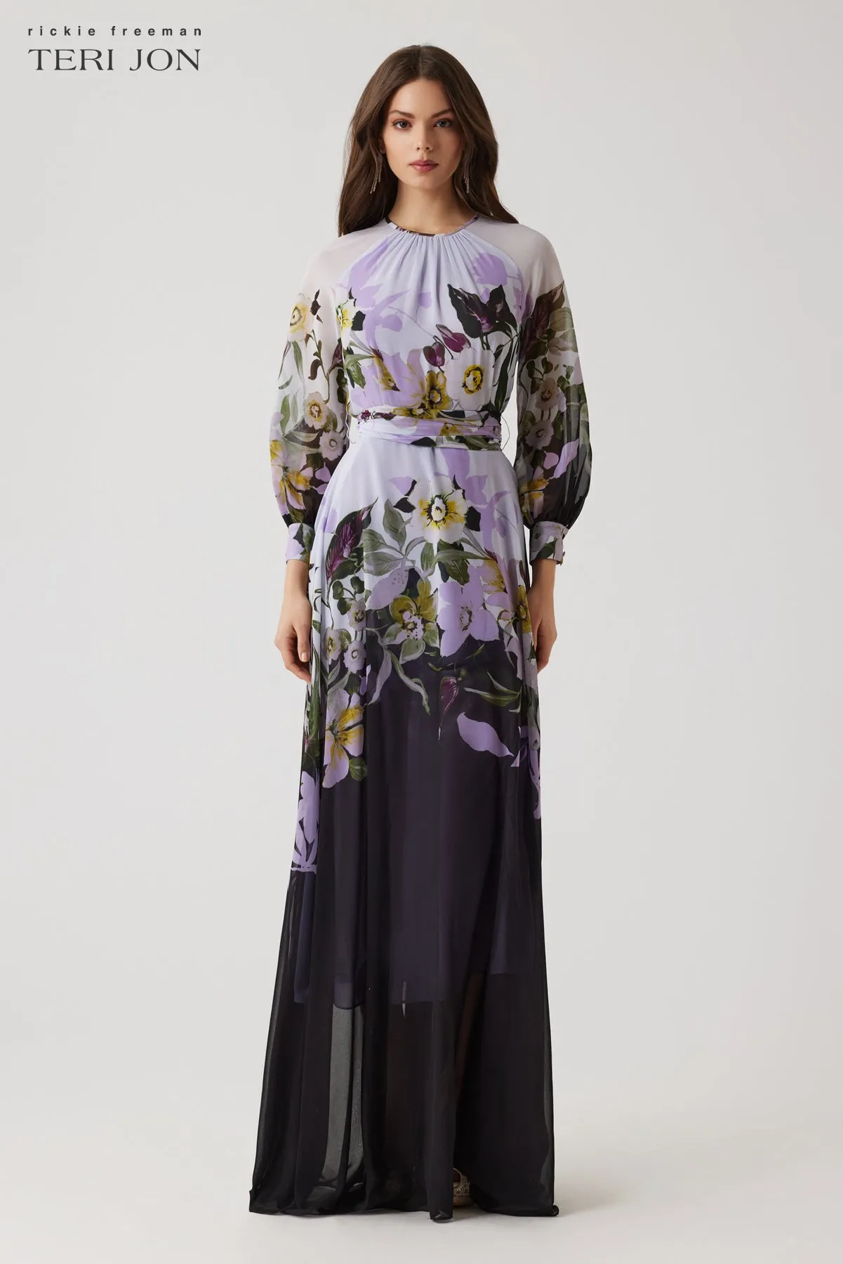 Chiffon Floral Maxi Gown sold by Teri Jon product image thumbnail 3