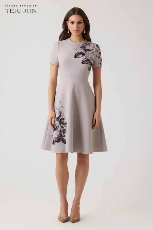 Crepe Flower Fit And Flare Dress sold by Teri Jon