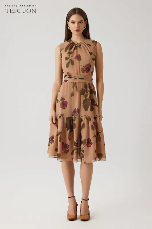Chiffon Floral Belted Dress sold by Teri Jon