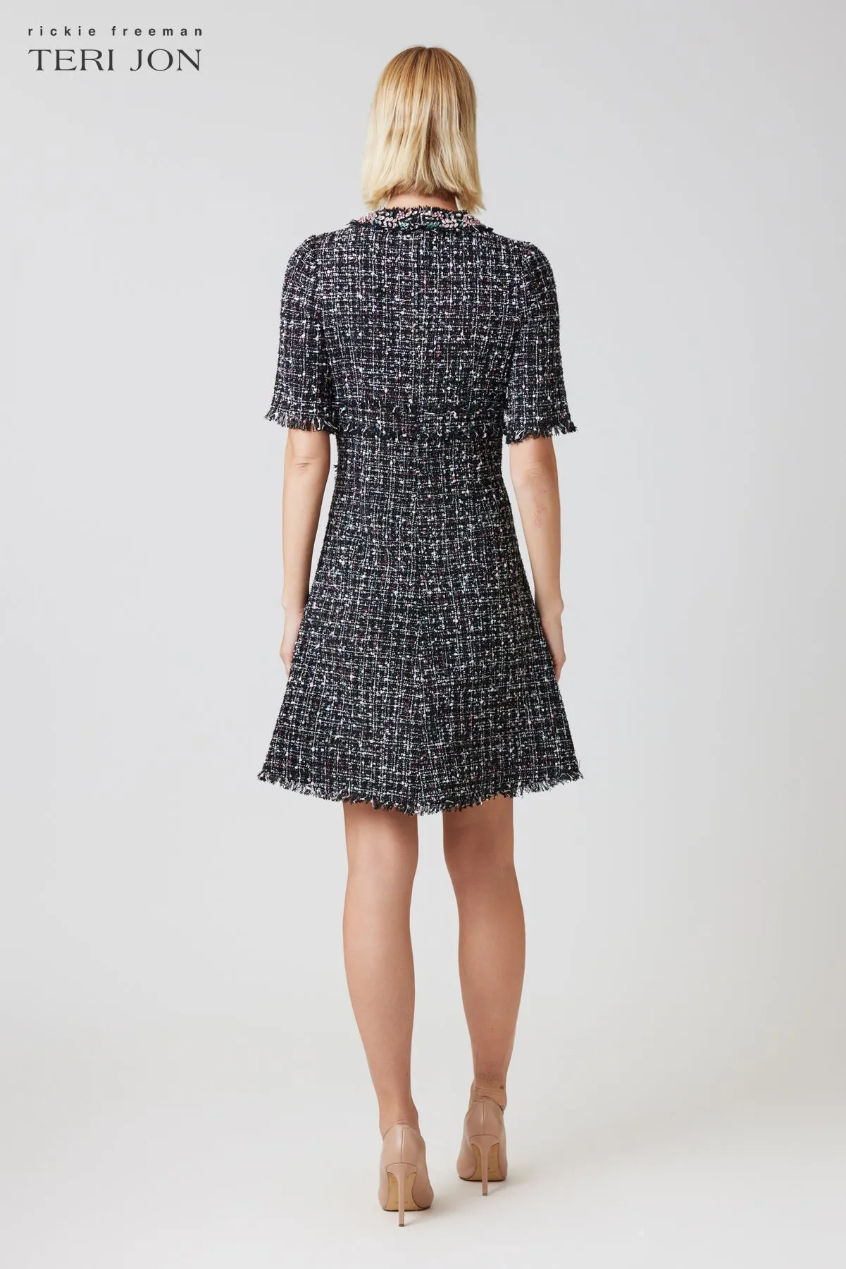 Tweed Jewel Collar Fit And Flare Dress sold by Teri Jon product image thumbnail 3