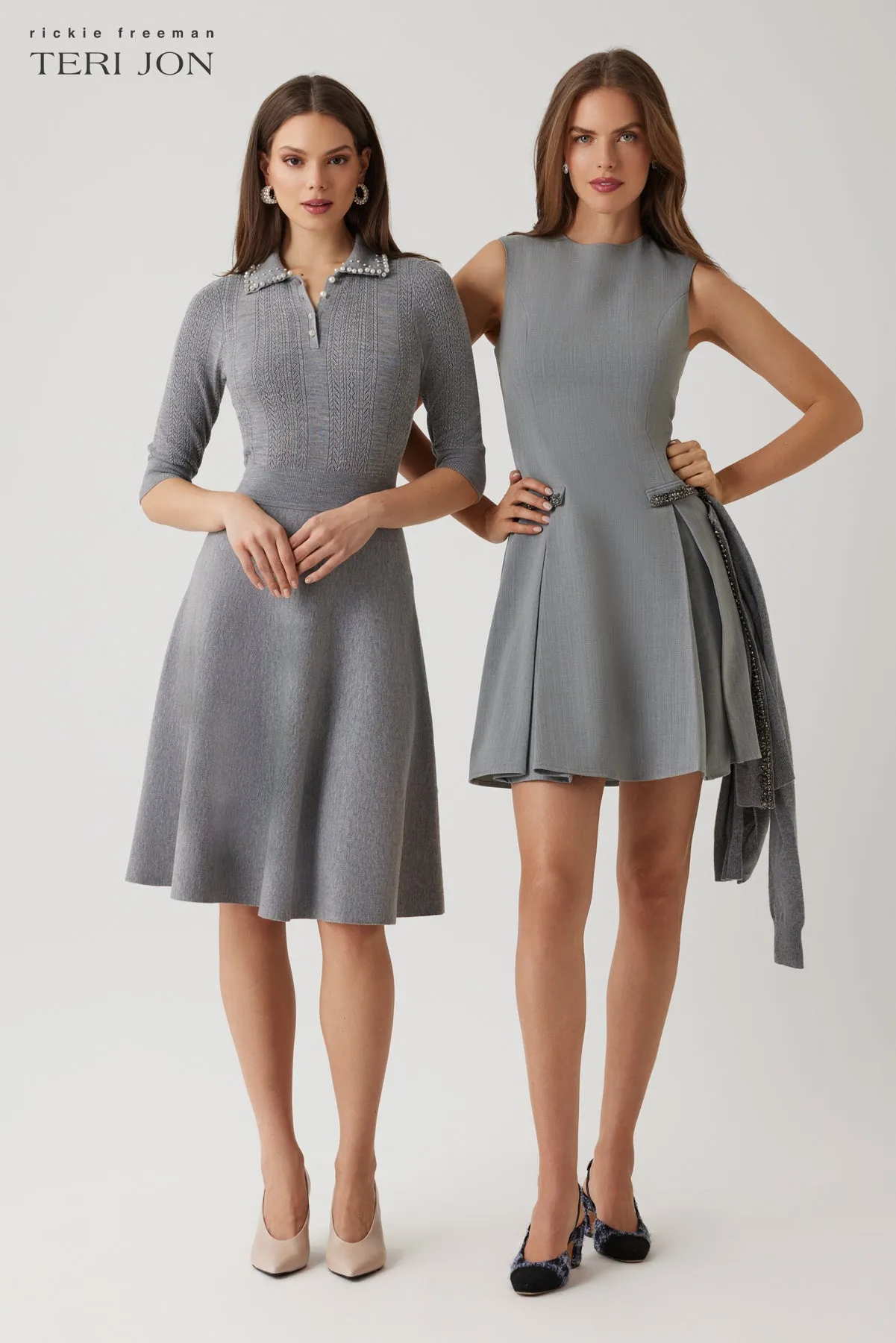 Cotton Jewel Pocket Pleated Dress sold by Teri Jon product image thumbnail 3